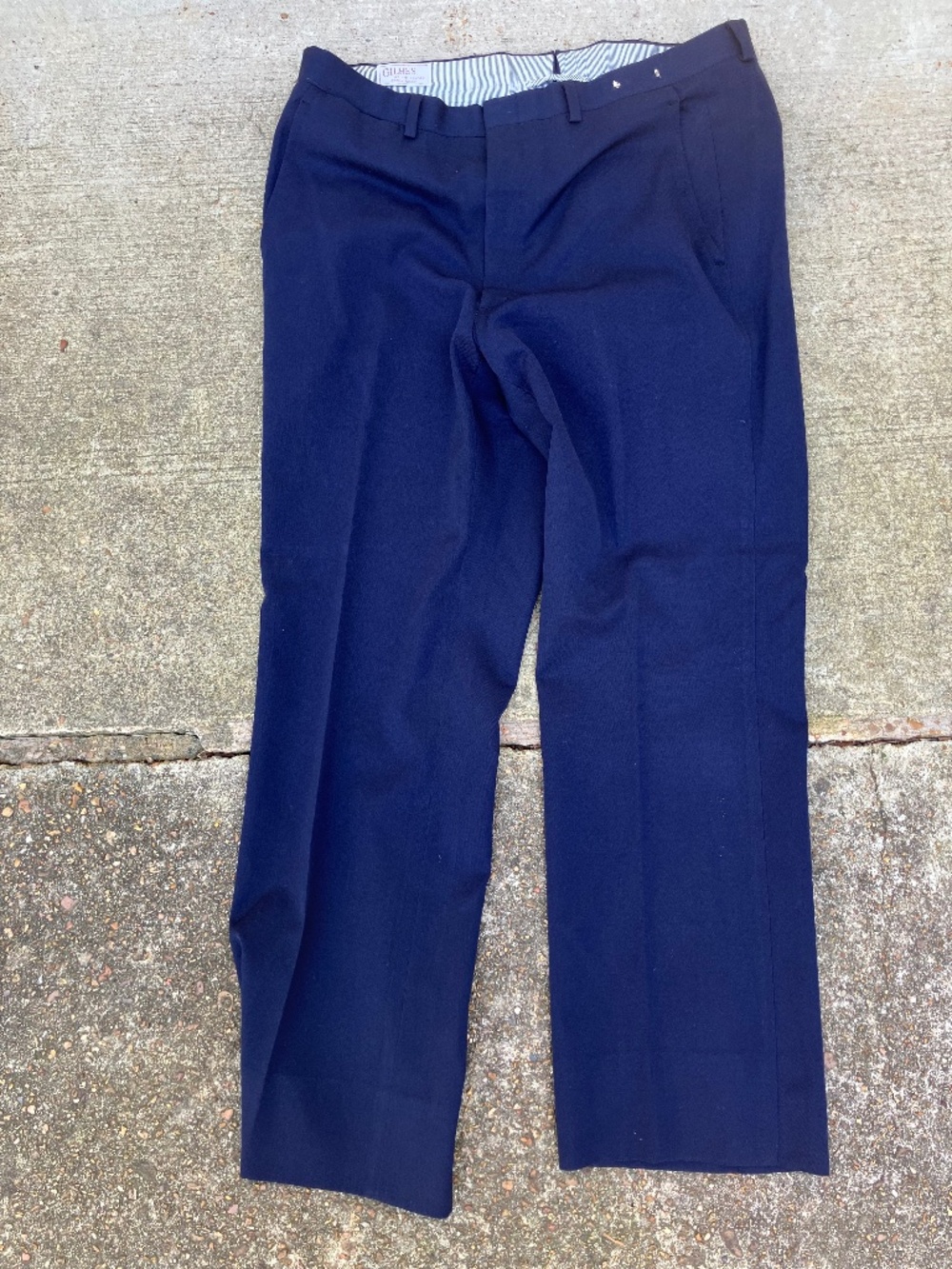 VTG Gilhes At The Square Baton Rouge Wool Navy Italy Handcrafted Pants *See Tape